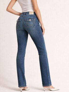 True Religion Mid Rise Flare Jeans Blue Y2K Bootcut Denim Women’s 29x32